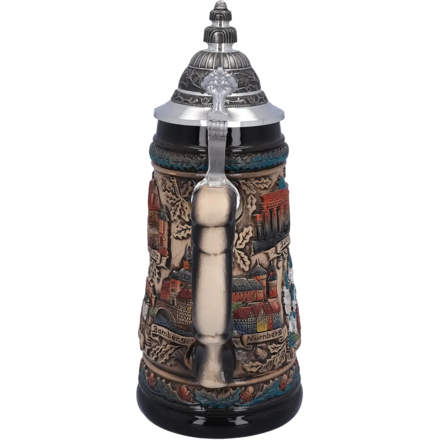 Bierkrug Mit Zinndeckel "Deutschland", Bunt-Natur, 0,5L