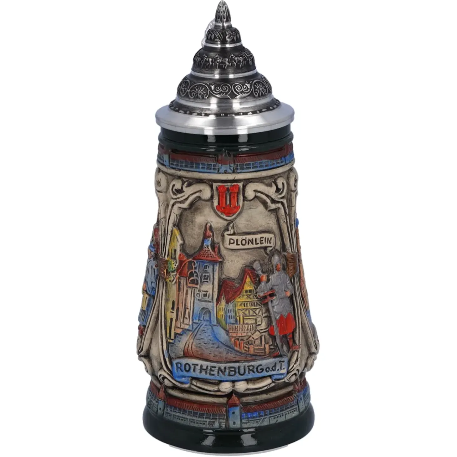 Bierkrug Mit Zinndeckel "Rothenburg Mit Ritter", 0,25L