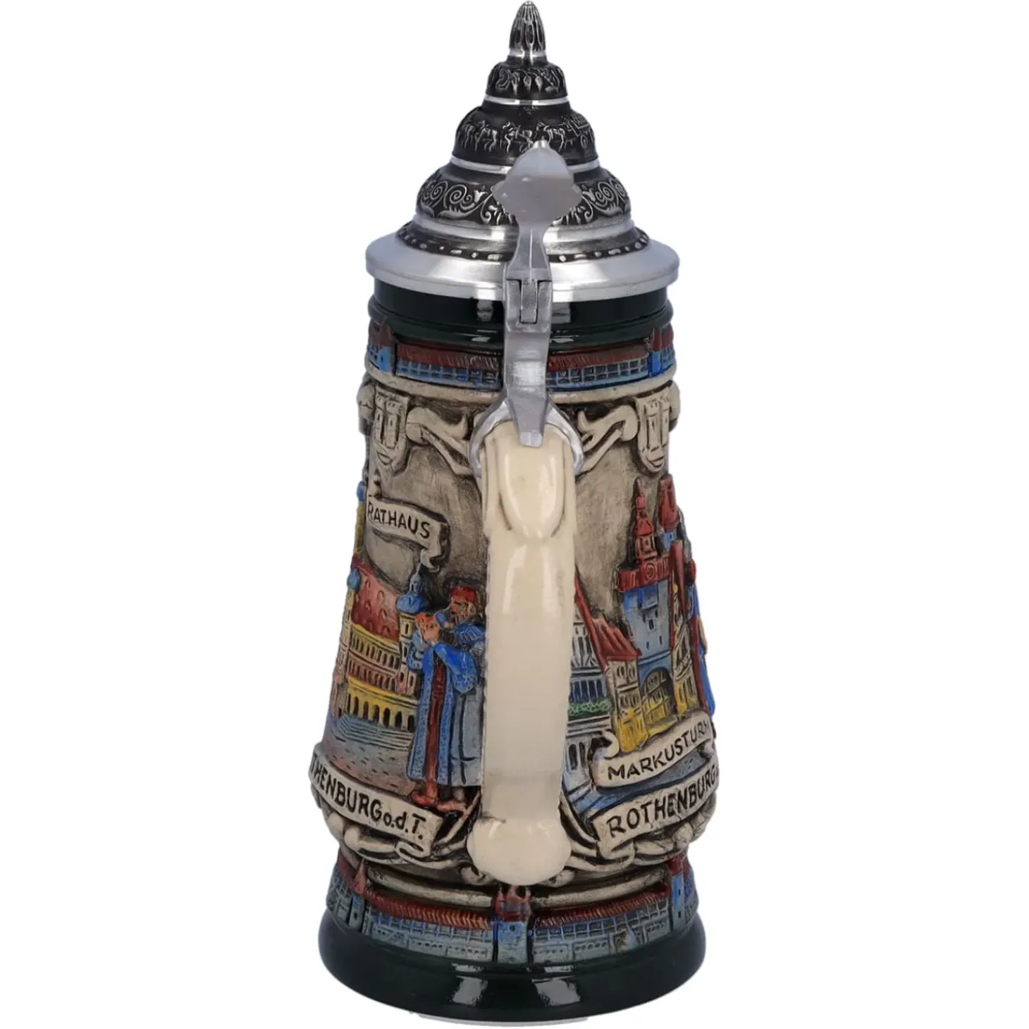 Bierkrug Mit Zinndeckel "Rothenburg Mit Ritter", 0,25L