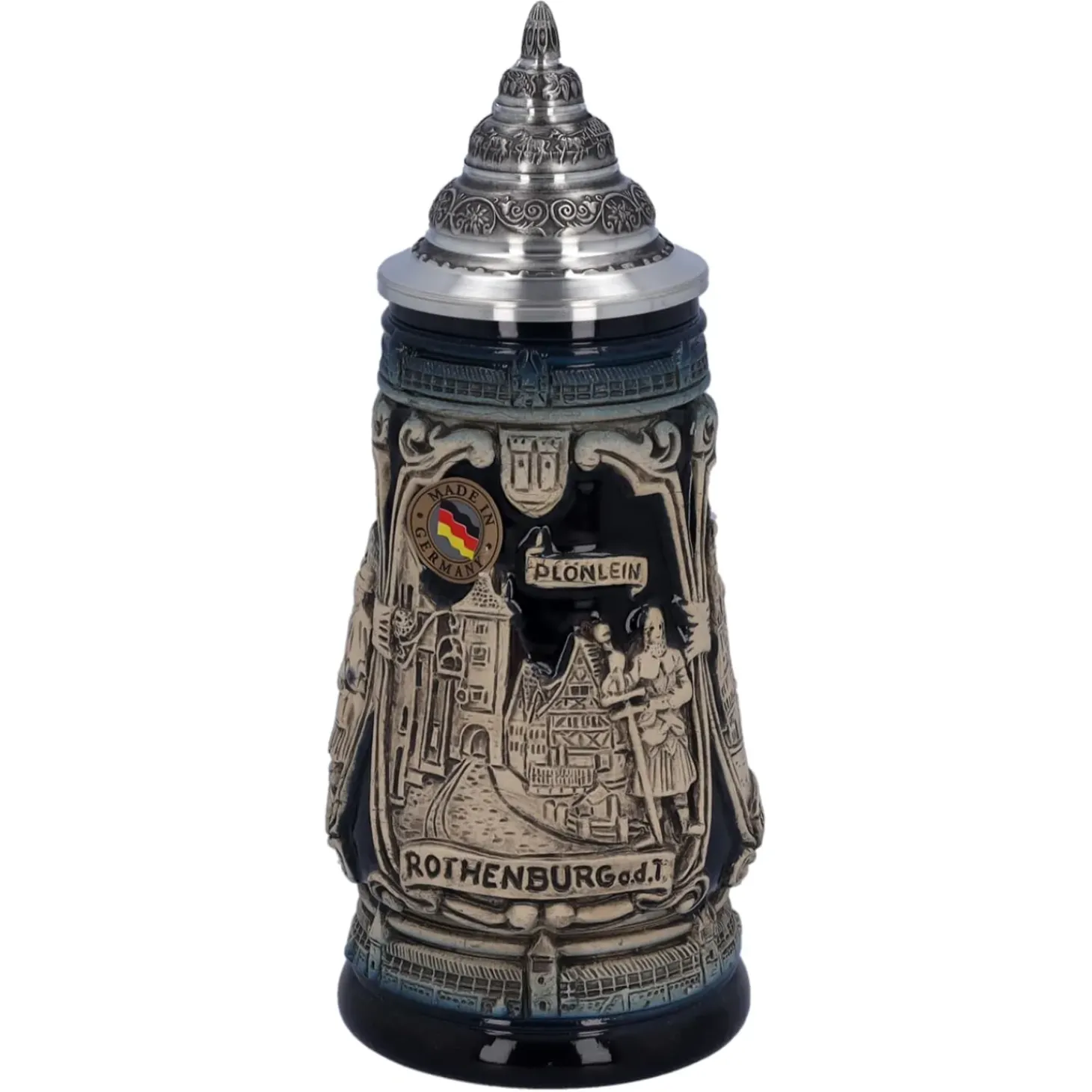 Bierkrug Mit Zinndeckel "Rothenburg Mit Ritter", 0,25L