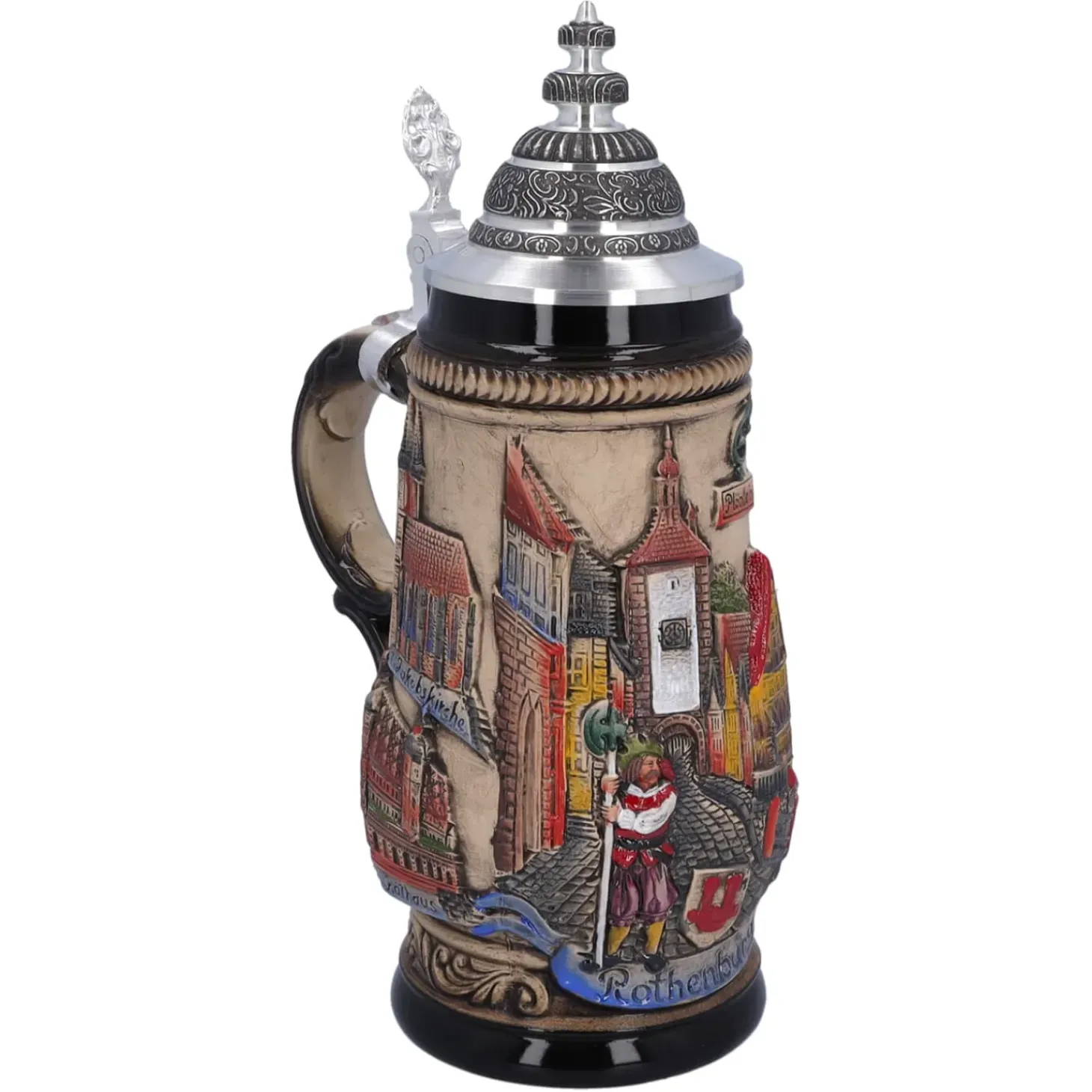 Bierkrug Mit Zinndeckel "Rothenburg", Natur, 0,5L