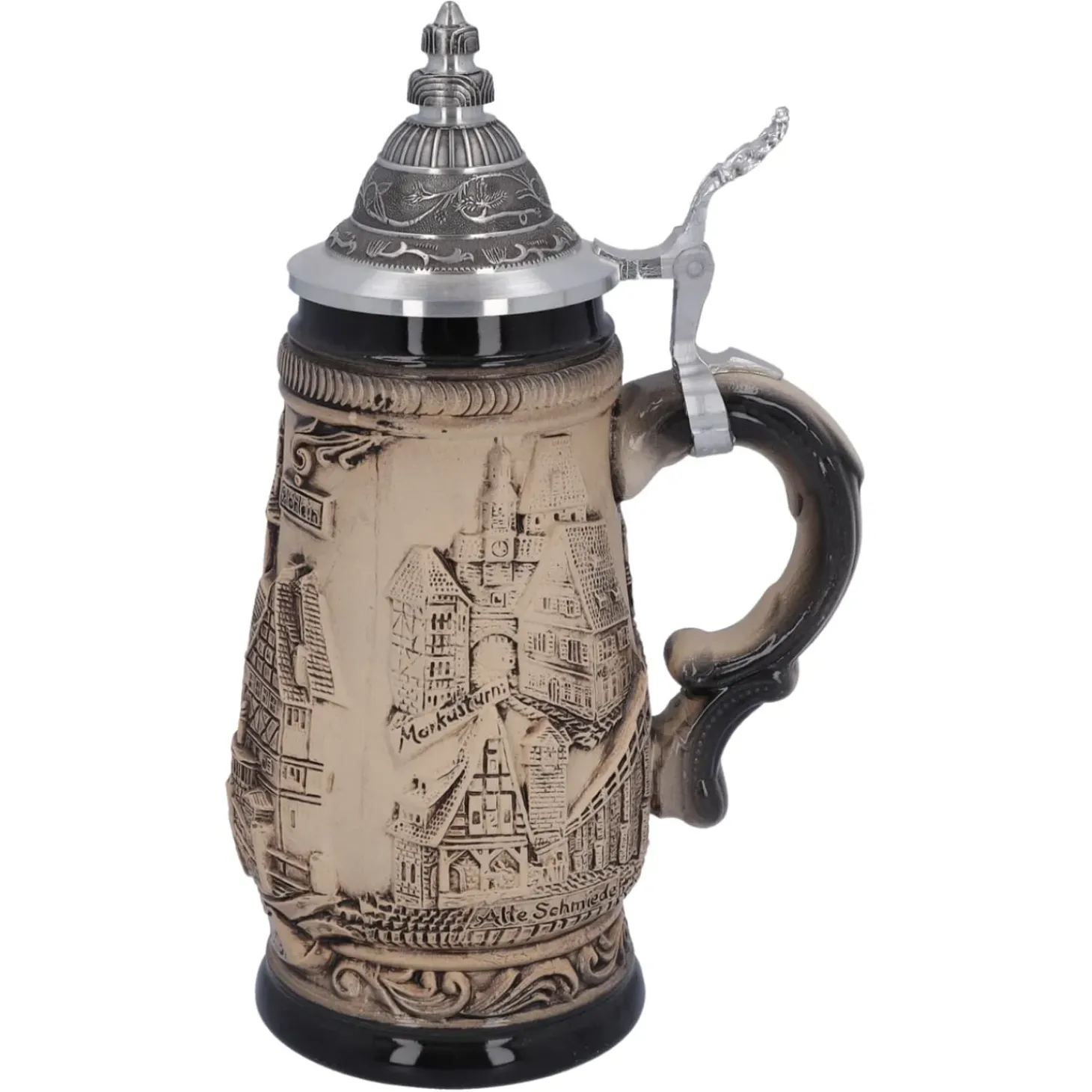 Bierkrug Mit Zinndeckel "Rothenburg", 0,25 Liter