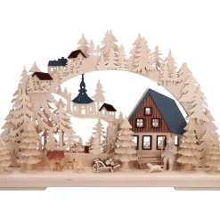 3-D Schwibbögen "Holzfallerhaus", 230V Mit Usb A-Anschluss
