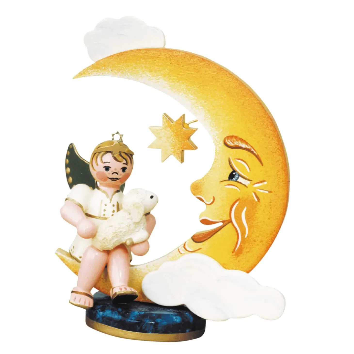 Engelbub Auf Mond Mit Schafchen