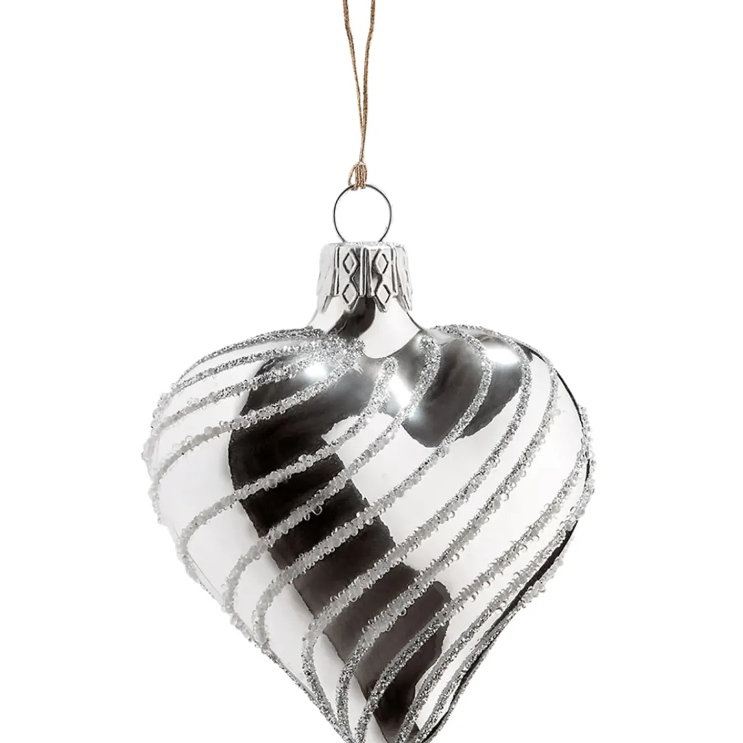 Glasherz Silber Mit Silber Spiraldekor