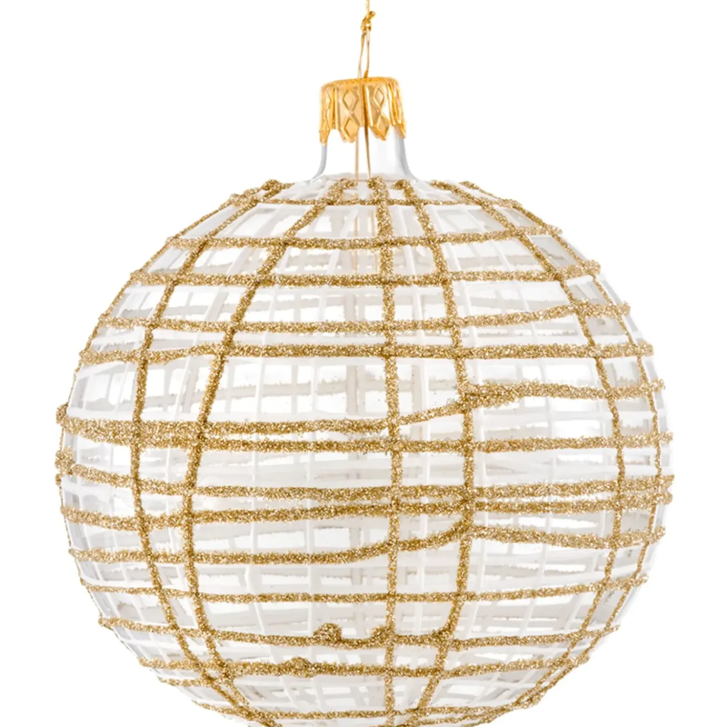 Glaskugel Klar Mit Glitzer Gold/Weis, 10 Cm
