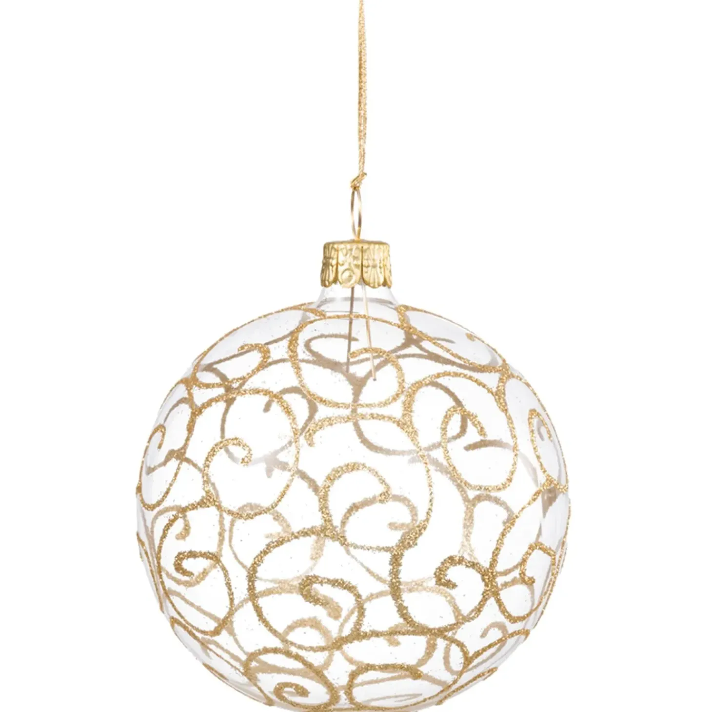 Glaskugel Klar Mit Goldschnorkeln, 6 Cm