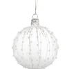 Glaskugel Klar Mit Weisem Glitzerdekor, 7 Cm