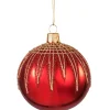 Glaskugel Rot Mit Glitterdach, 8 Cm