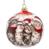 Glaskugel Weis Katzenweihnacht, 10 Cm