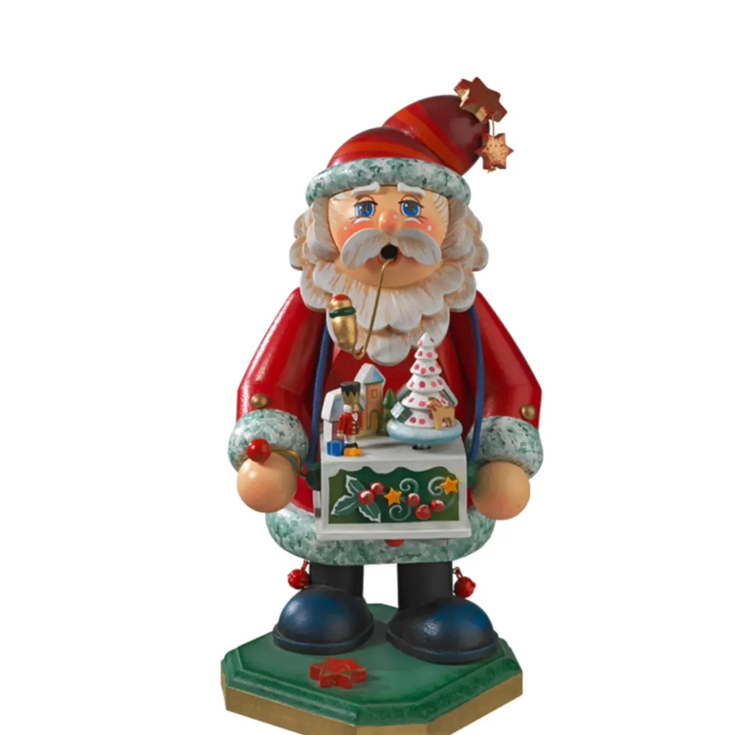 Holzknoddl "Weihnachtsmann Mit Spieldose", Rauchermann
