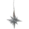 Stern Mit Glimmer, Silber, 12 Cm