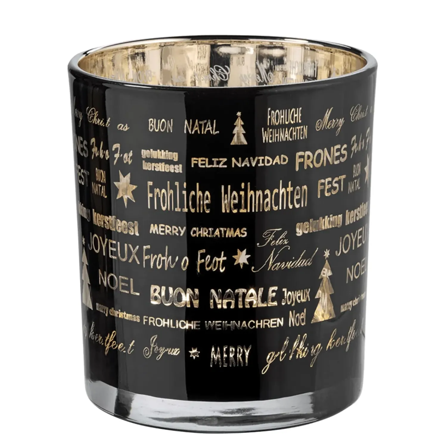 Teelichtglas "Frohliche Weihnachten", 10Cm
