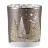 Windlicht "Hirsche Im Wald" Taupe, 10Cm