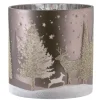 Windlicht "Hirsche Im Wald" Taupe, 15Cm